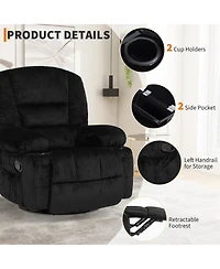gaomon Oversized Corduroy recliner Chair with Massage and Heat,360degree(s) Swivel Rocker