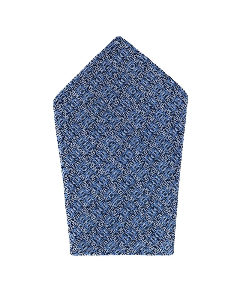 Trafalgar Men's Benito's Blue Basketweave Silk Necktie and Pocket Square Bundle