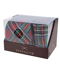 Trafalgar Men's Nicholas Tartan Plaid Silk Necktie and Pocket Square Bundle
