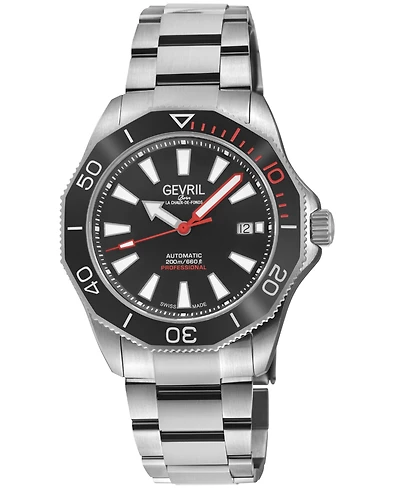 Gevril Men's Swiss Made Pier 90 Swiss Automatic Silver Stainless Steel Bracelet Watch