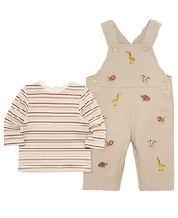 Little Me Baby Boys' Crewneck T-Shirt and Safari Overall, 2-Piece Set