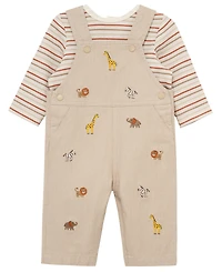 Little Me Baby Boys' Crewneck T-Shirt and Safari Overall, 2-Piece Set
