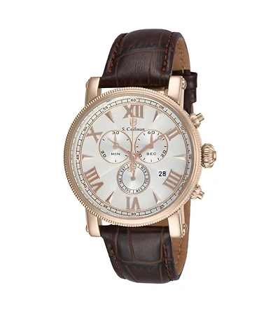 Invicta S.Coifman Men's Heritage Chronograph Dial Leather Strap Watch 43mm