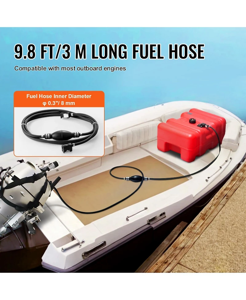 Sevorley Portable Marine Fuel Tank, 12 Gallon 55L Outboard Boat Gas Tank with Hose