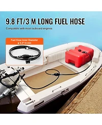 Sevorley Portable Marine Fuel Tank, 12 Gallon 55L Outboard Boat Gas Tank with Hose