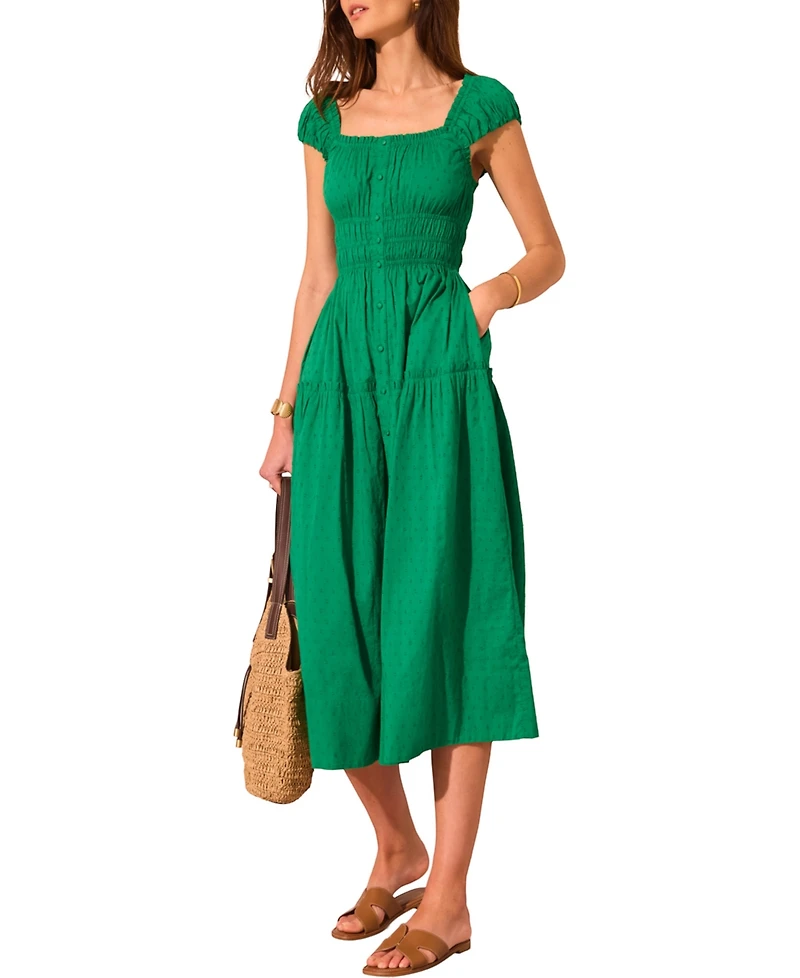Mint Velvet Women's Cotton Scoop Neck Midi Dress