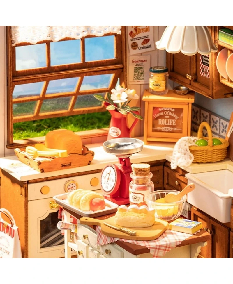 Robotime Baking Kitchen 3D Wooden Miniature Dollhouse Puzzle, Ages 3+