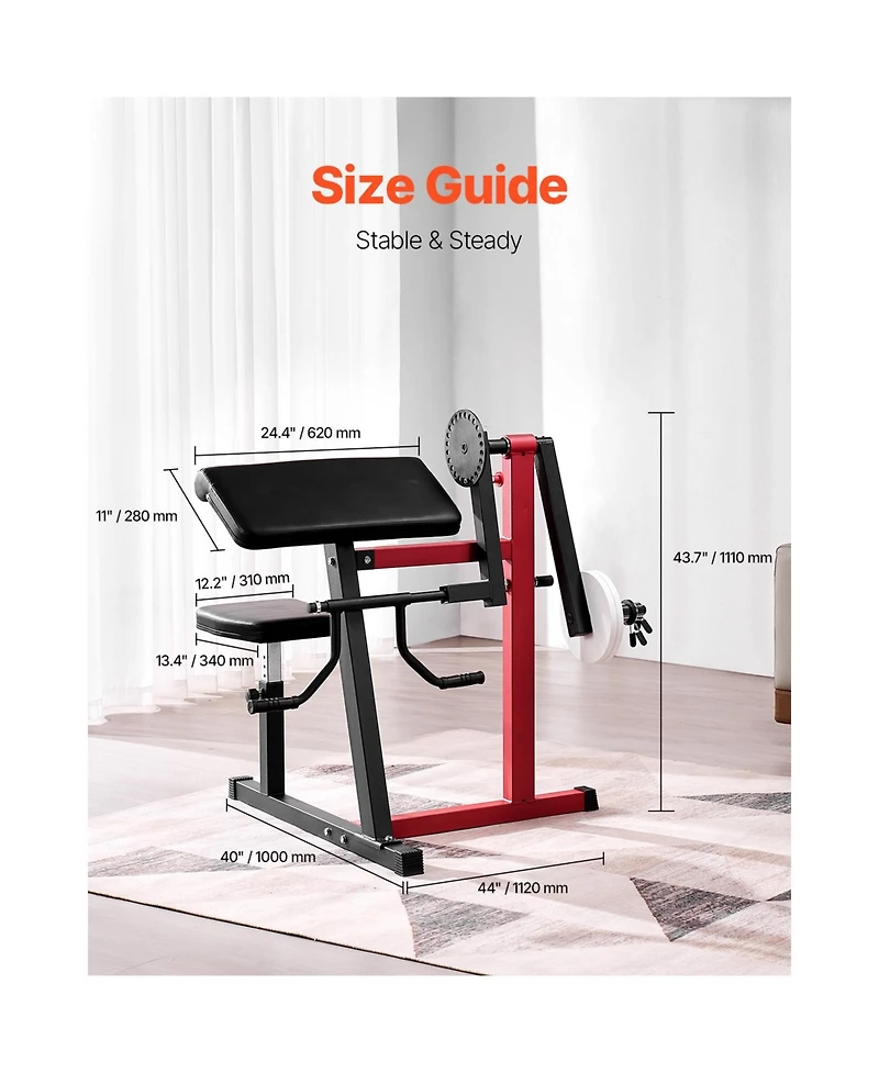 Vevor 2 in 1 Preacher Curl Bench Bicep Curls and Triceps Extension Machine Home Gym