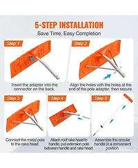 Vevor Snow Rake 25'' Abs Blade Snow Removal Tool 21ft Aluminium Roof Shovel