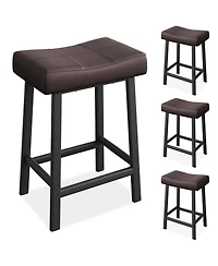 gaomon Set of 4 Saddle Bar Stools, 24" Counter Height Upholstered Padded Seat, Curved Backless Design for Kitchen Island or Home Bar