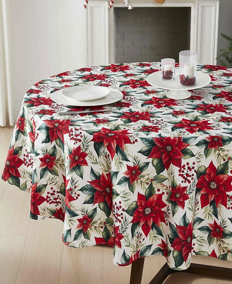 Avanti Poinsettia Round Tablecloth, 70" x 70"