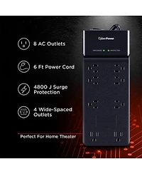 CyberPower CSB806R1 8-Outlet Surge Protector with 6' Power Cord, Compatible with Standard Wall Outlets