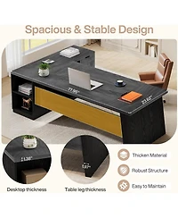 Tribesigns 77.9" L-Shaped Desk with 2 Drawers and Cabinet