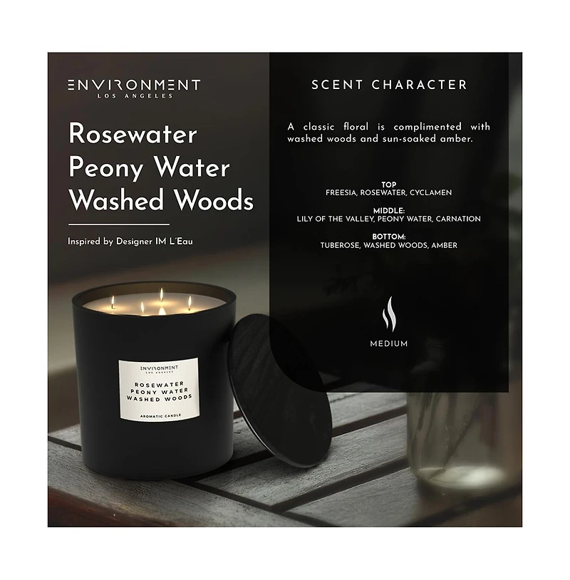 Environment 55oz Candle Inspired by Issey Miyake L'Eau d'Issey - Rosewater | Peony Water | Washed Woods