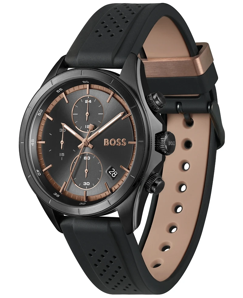 Hugo Boss Men's Bossletic Quartz Chrono Black & Silicone Watch 43.40mm