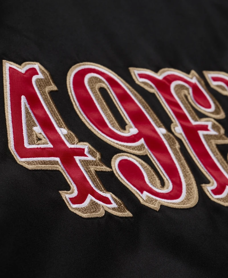 Mitchell & Ness Men's Black San Francisco 49ers 80th Anniversary Heavyweight Satin Full-Snap Jacket