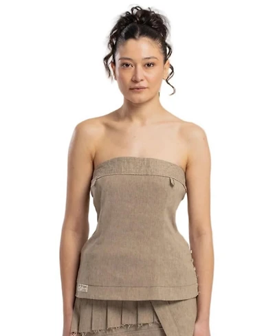 Pcfg Women's Linen-Blend Strapless Top
