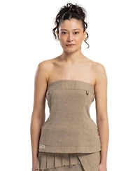 Pcfg Women's Linen-Blend Strapless Top