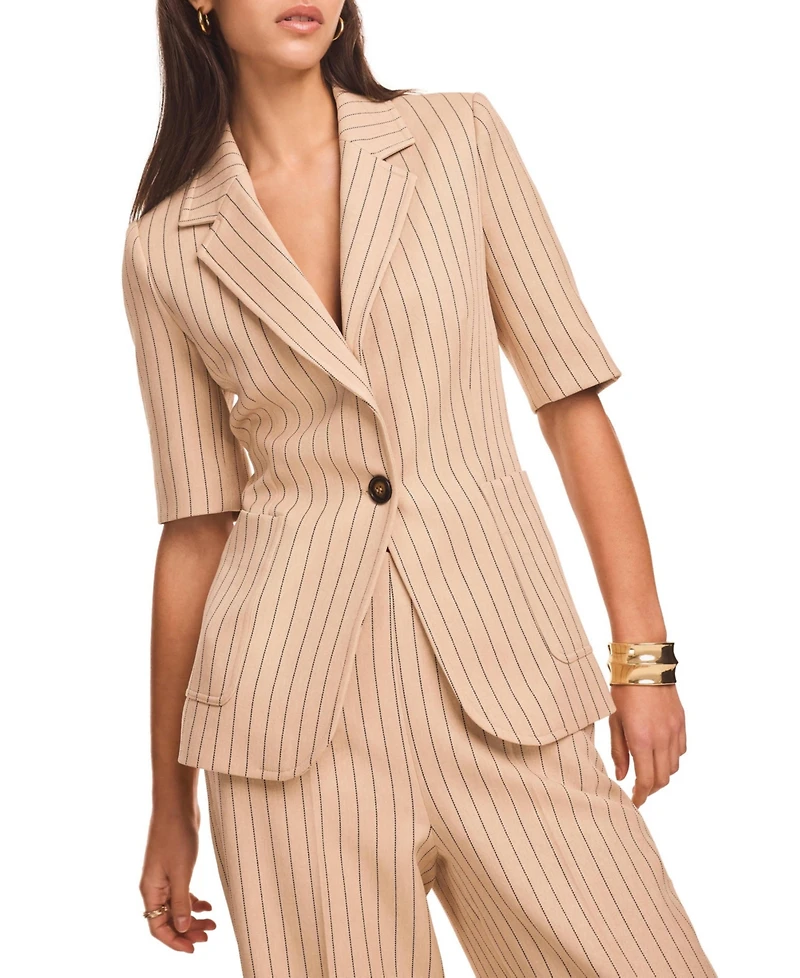 Mint Velvet Women's Pin Stripe Short Sleeve Blazer