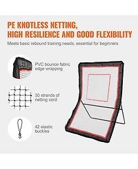Sevorley Lacrosse Rebounder, 5x7 ft Adjustable Bounce Back Net, Baseball Softball Pitchback Training Screen with Target