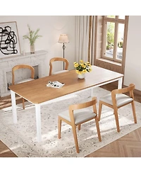 homfan Dining Table for 6-8 People, 71 Inch Rectangular Kitchen Desk with Heavy-Duty Metal Frame, Safe Chamfer Design Room Home Office