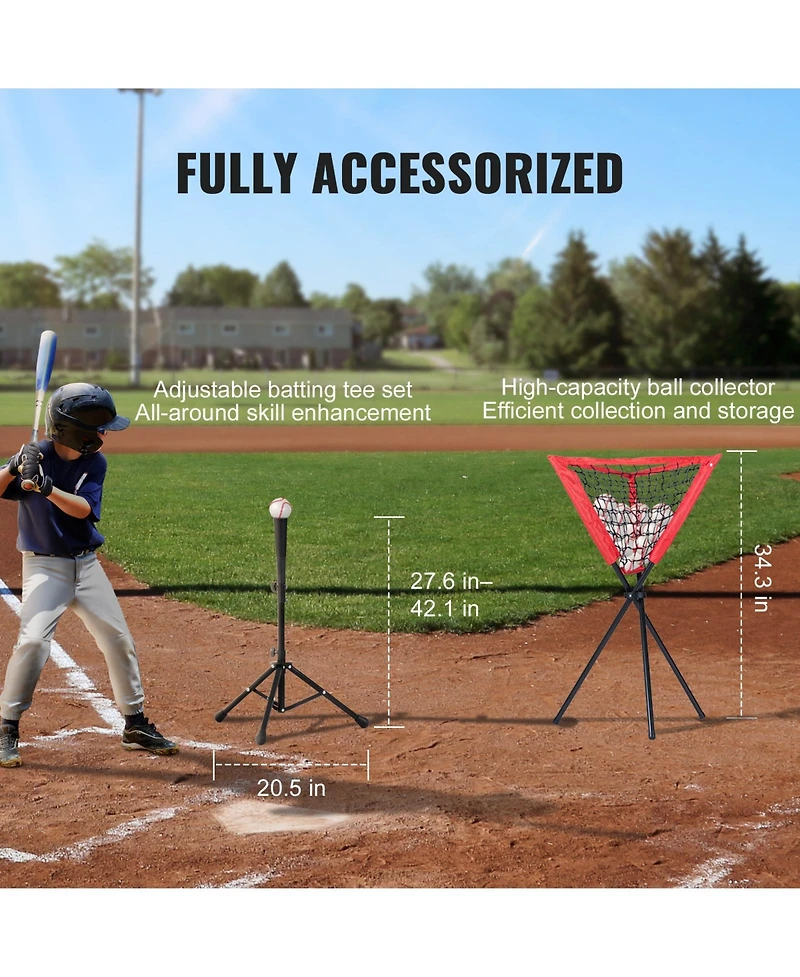 Vevor 7x7 ft Baseball Softball Practice Net Hitting Batting Multiple Accessories