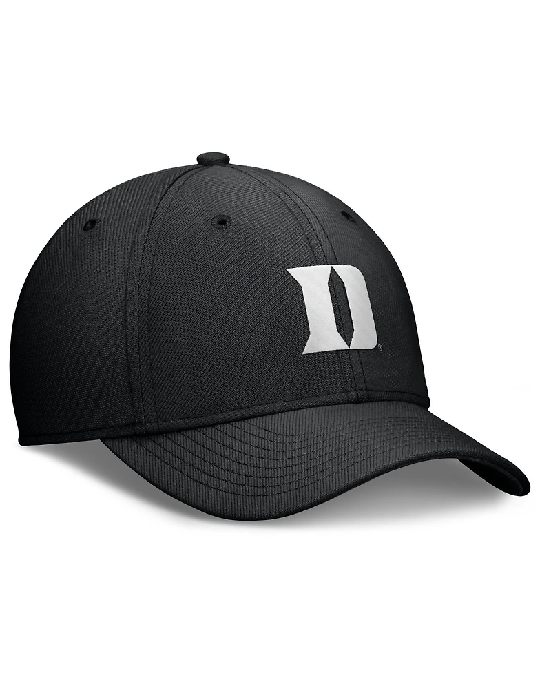 Nike Men's Black Duke Blue Devils Rise SwooshFlex Dri-fit Hat