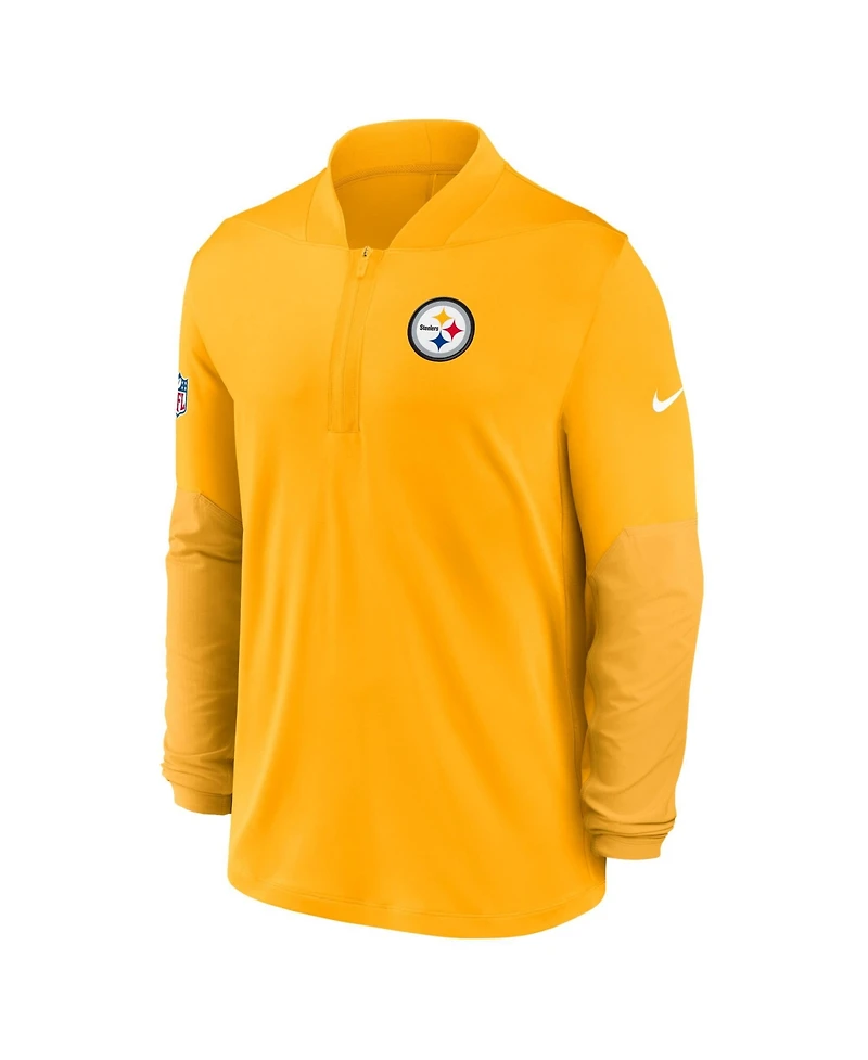 Nike Men's Gold Pittsburgh Steelers Sideline Dri-fit Half-Zip Pullover Sweatshirt