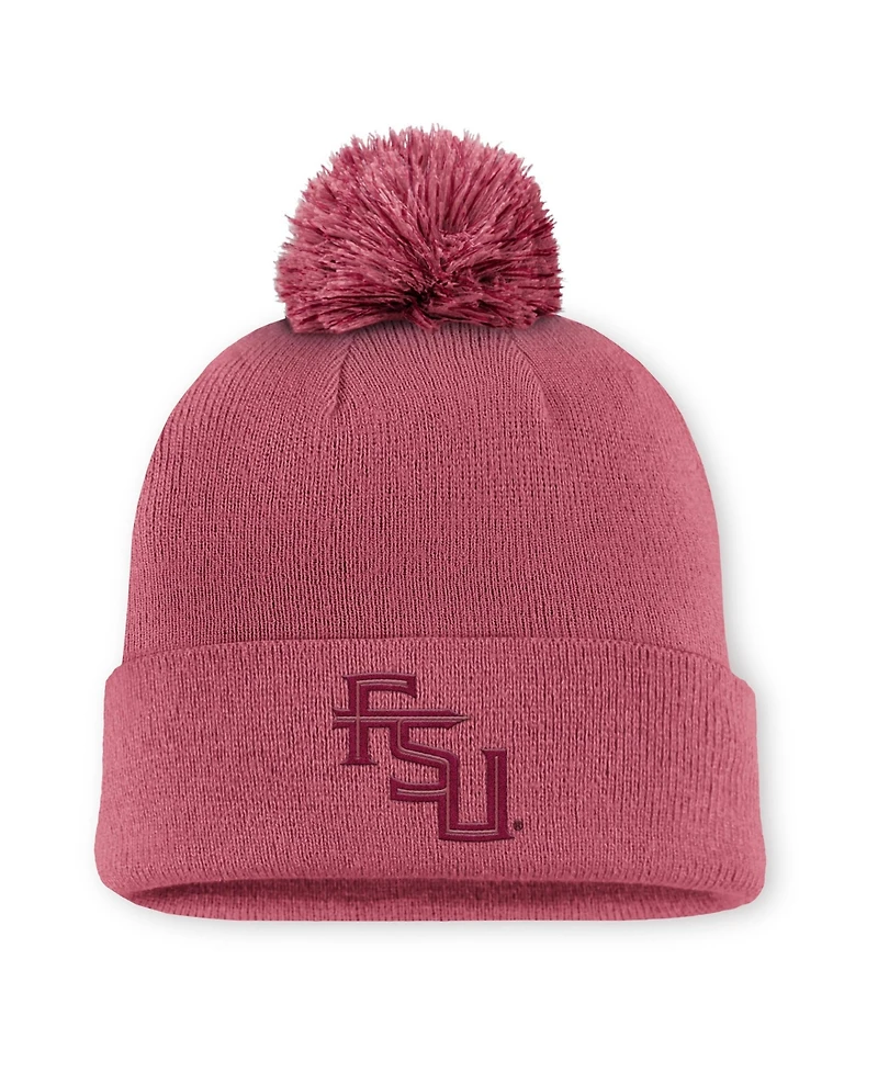 Men's Nike Pink Florida State Seminoles Primetime Peak Campus Cuffed Knit Hat with Pom