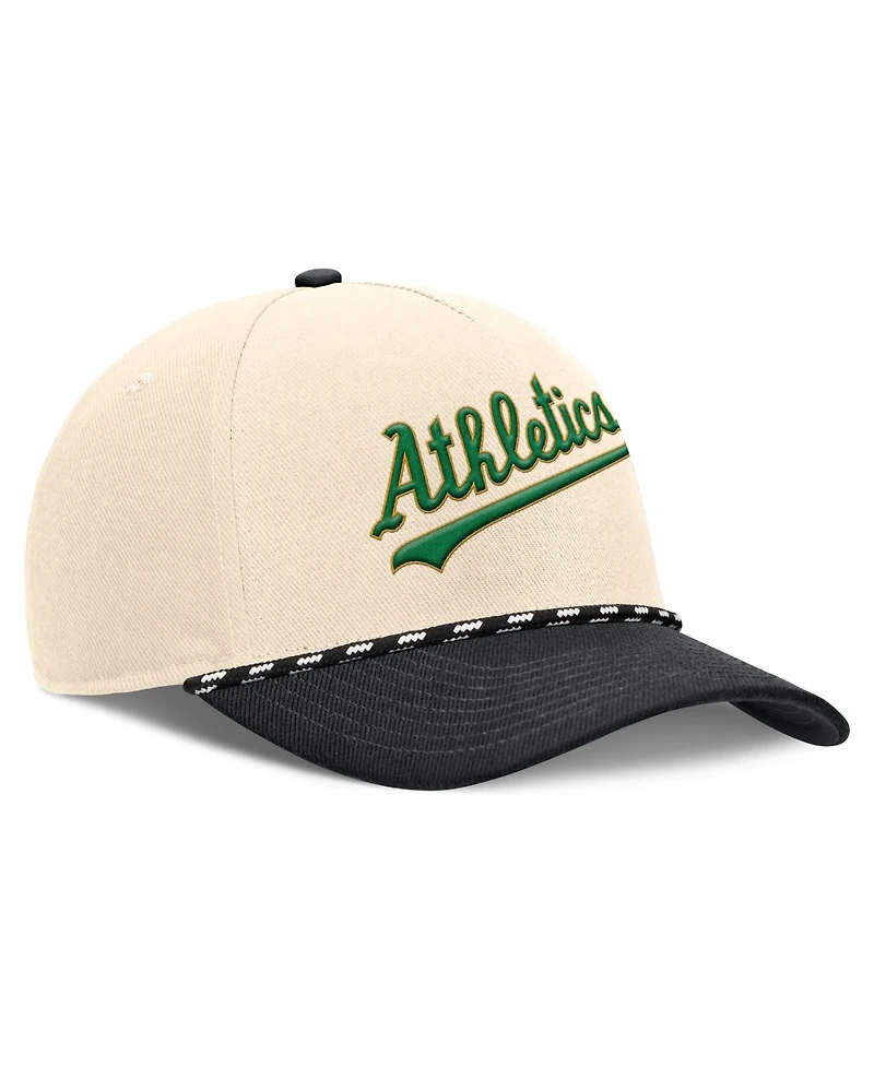 Nike Men's Natural/Black Oakland Athletics Cooperstown Collection Rise Adjustable Hat