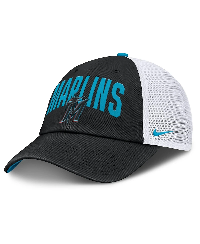 Men's Nike Black Miami Marlins Primetime Club Adjustable Trucker Hat