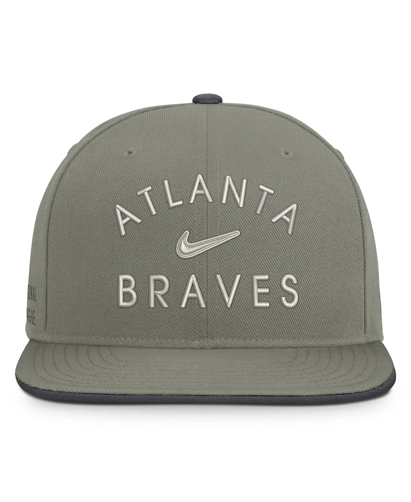 Men's Nike Olive Atlanta Braves Pro Dri-fit snapback Hat