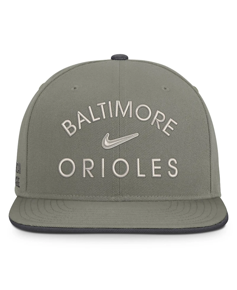 Men's Nike Olive Baltimore Orioles Pro Dri-fit snapback Hat