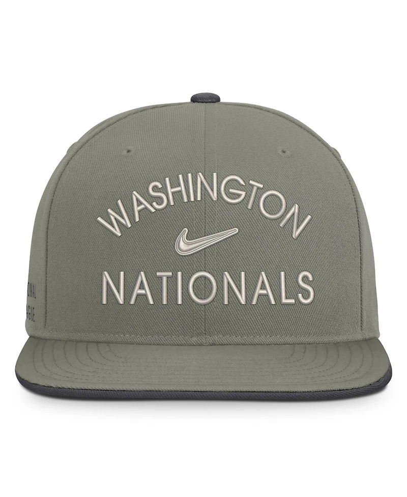 Men's Nike Olive Washington Nationals Pro Dri-fit snapback Hat