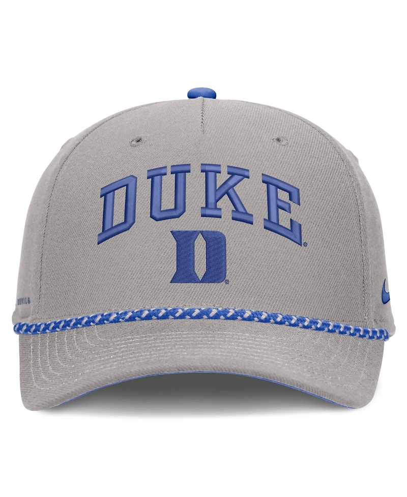 Men's and Women's Nike Gray Duke Blue Devils Primetime Rise Rope Adjustable Hat