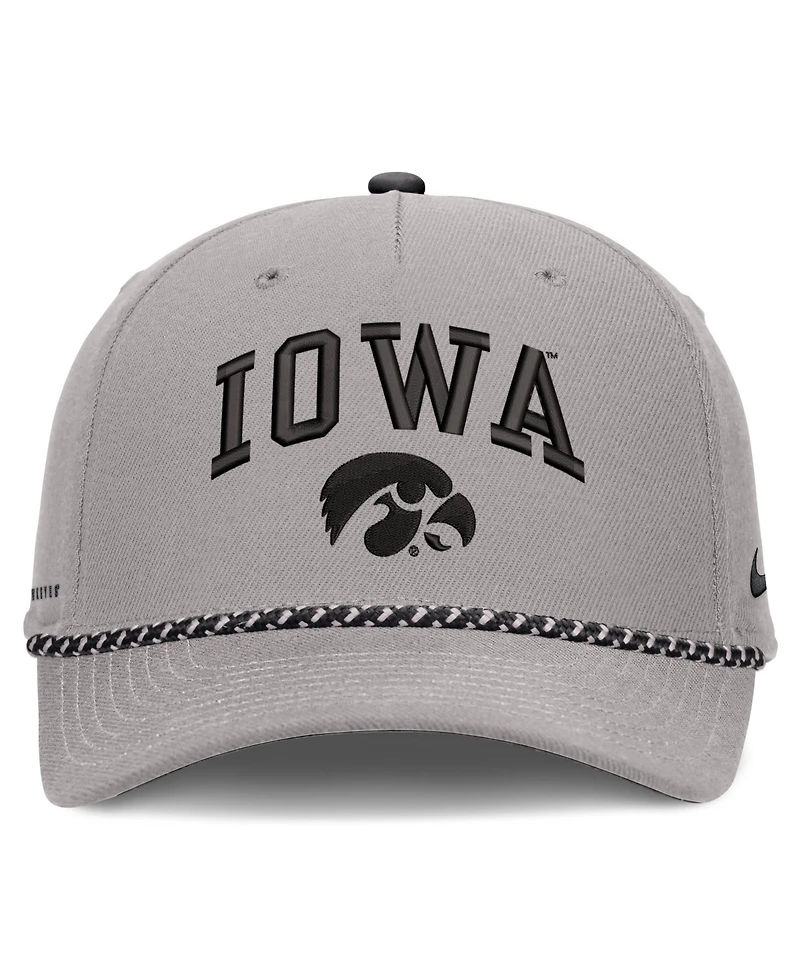Men's and Women's Nike Gray Iowa Hawkeyes Primetime Rise Rope Adjustable Hat