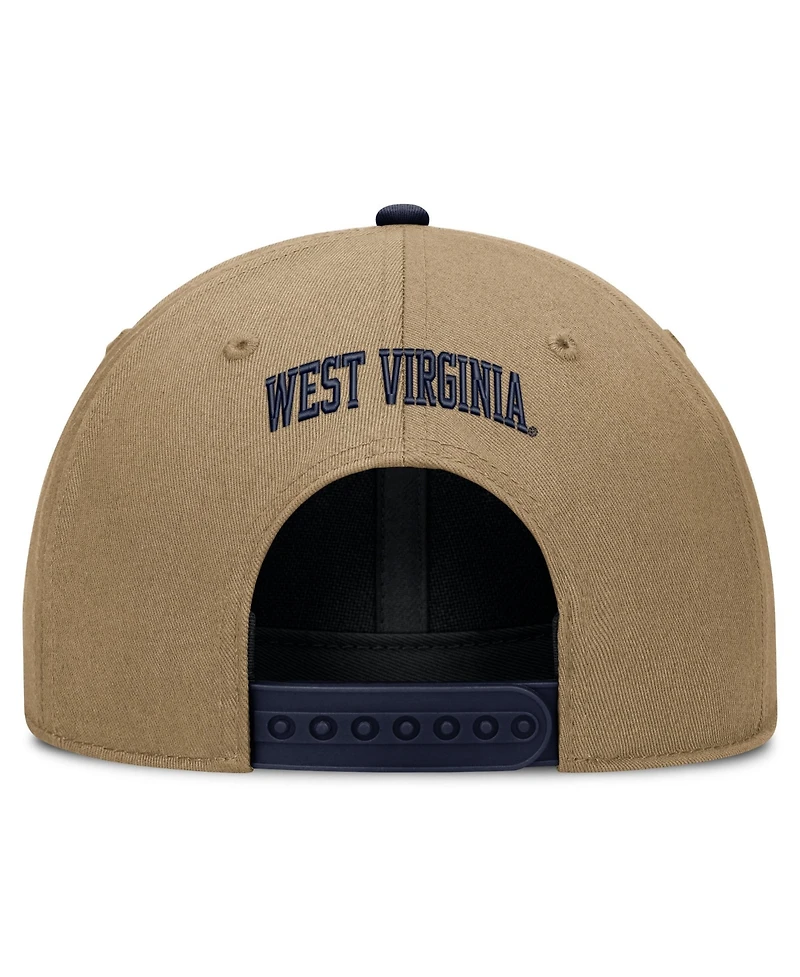 Men's and Women's Nike Beige/Navy West Virginia Mountaineers Primetime Rise Dri-fit Adjustable Hat