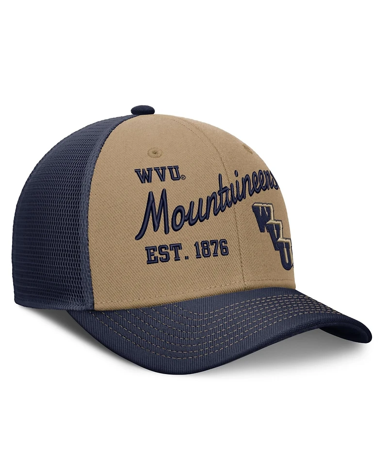 Nike Men's and Women's Beige/Navy West Virginia Mountaineers Legacy Rise Trucker Adjustable Hat