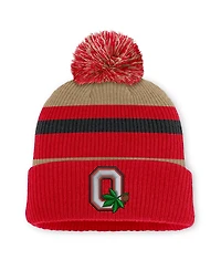 Men's and Women's Nike Scarlet Ohio State Buckeyes Legacy Striped Cuffed Knit Hat with Pom