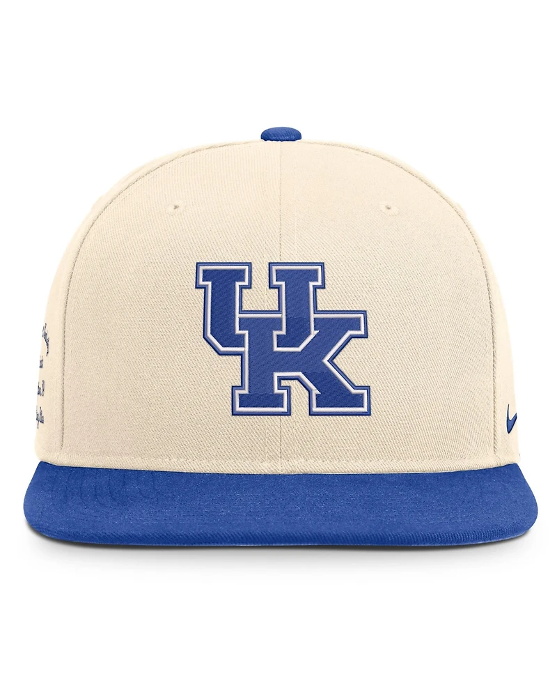 Nike Men's and Women's Natural/Royal Kentucky Wildcats Campus Prep Snapback Hat