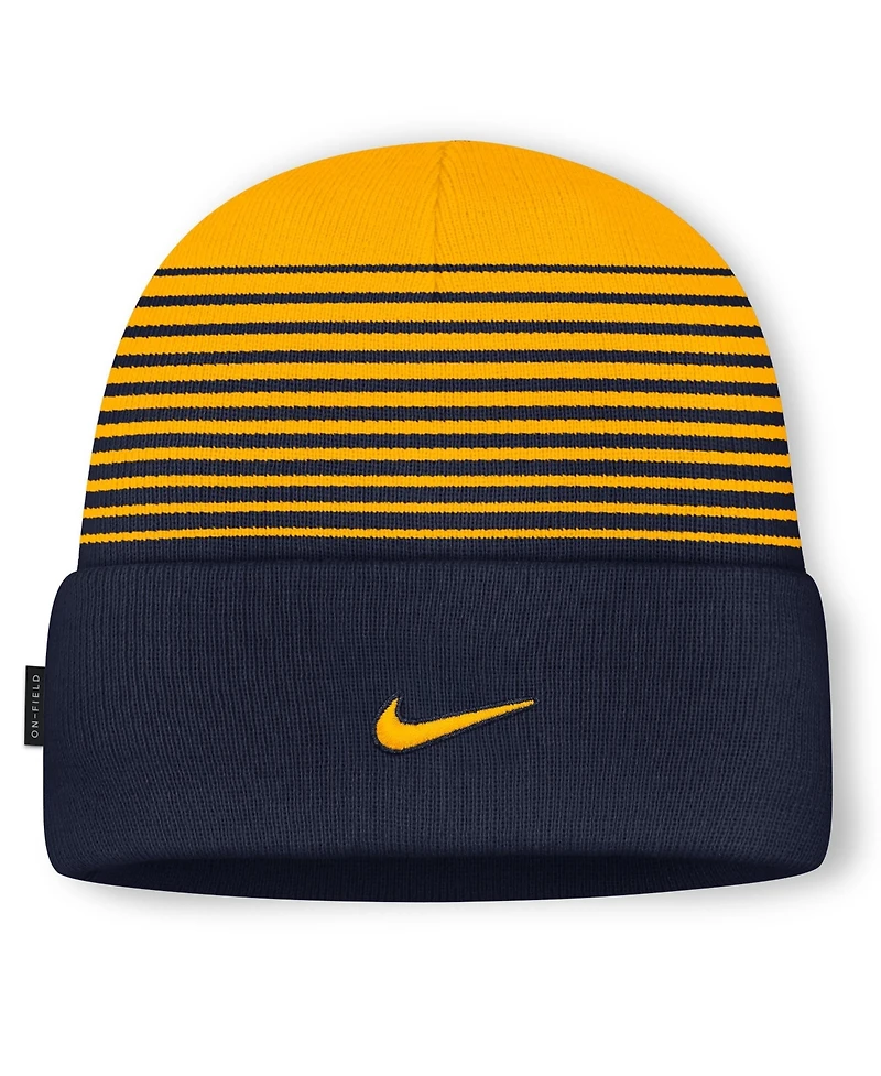 Men's and Women's Nike Navy/Gold West Virginia Mountaineers On-Field Utility Knit Hat