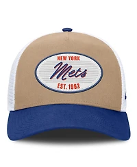 Men's Nike Khaki/Royal New York Mets Rise A-Frame Trucker Adjustable Hat