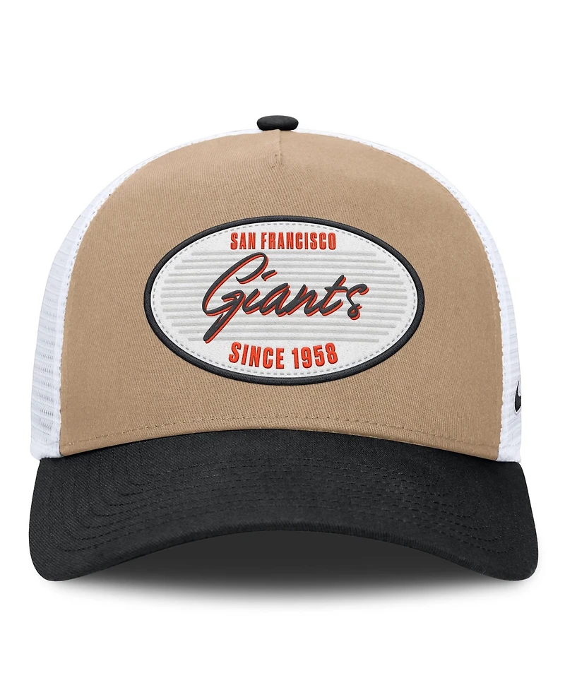 Men's Nike Khaki/Black San Francisco Giants Rise A-Frame Trucker Adjustable Hat