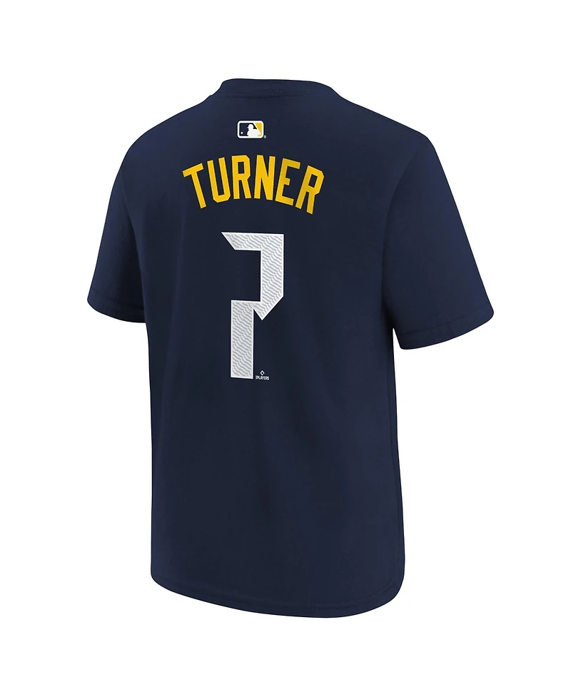 Nike Big Boys and Girls Trea Turner Navy Philadelphia Phillies City Connect Name Number T-Shirt