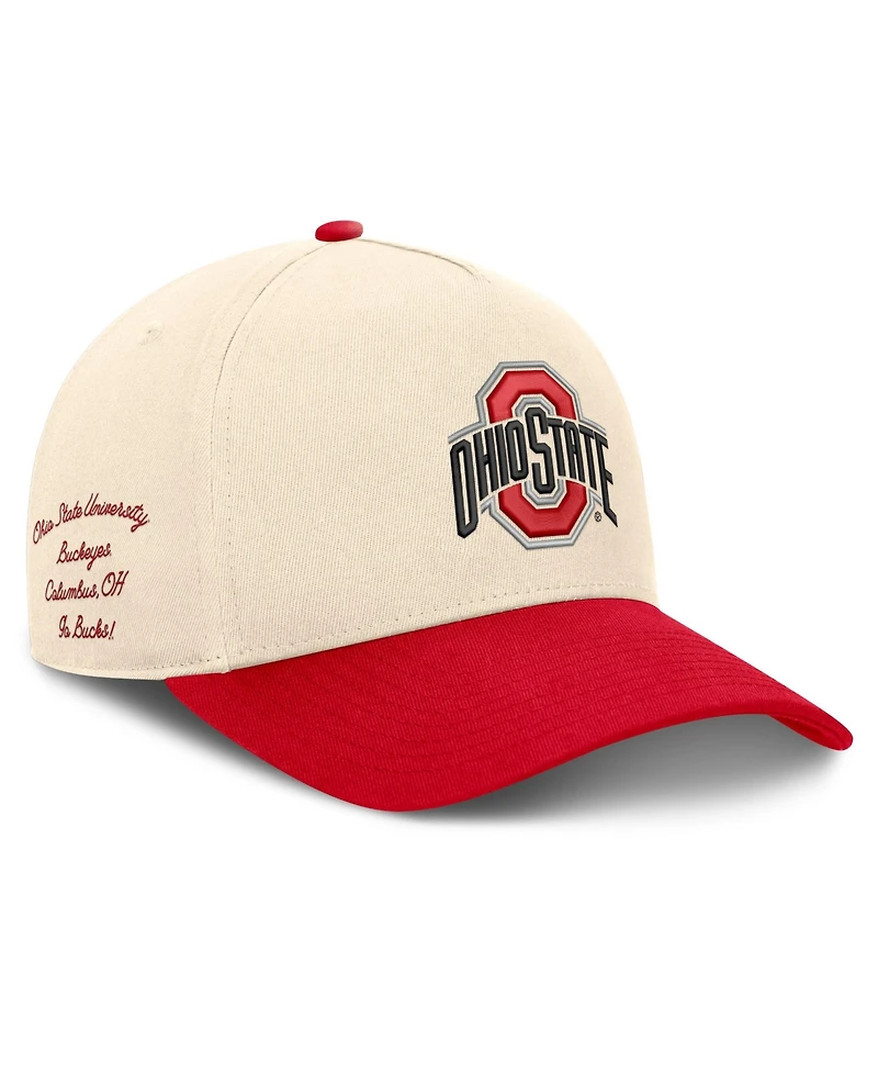 Nike Men's and Women's Natural/Scarlet Ohio State Buckeyes Campus Prep Rise Adjustable Hat
