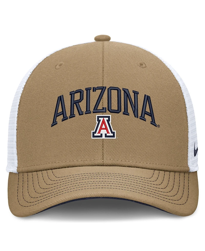 Nike Men's and Women's Beige/Navy Arizona Wildcats Primetime Arched Trucker Adjustable Hat