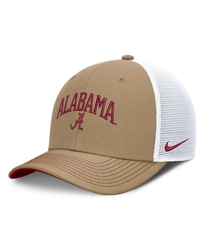 Nike Men's and Women's Beige/Crimson Alabama Crimson Tide Primetime Arched Trucker Adjustable Hat