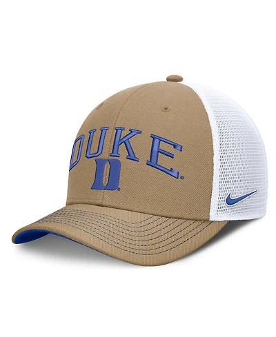 Nike Men's and Women's Beige/Royal Duke Blue Devils Primetime Arched Trucker Adjustable Hat