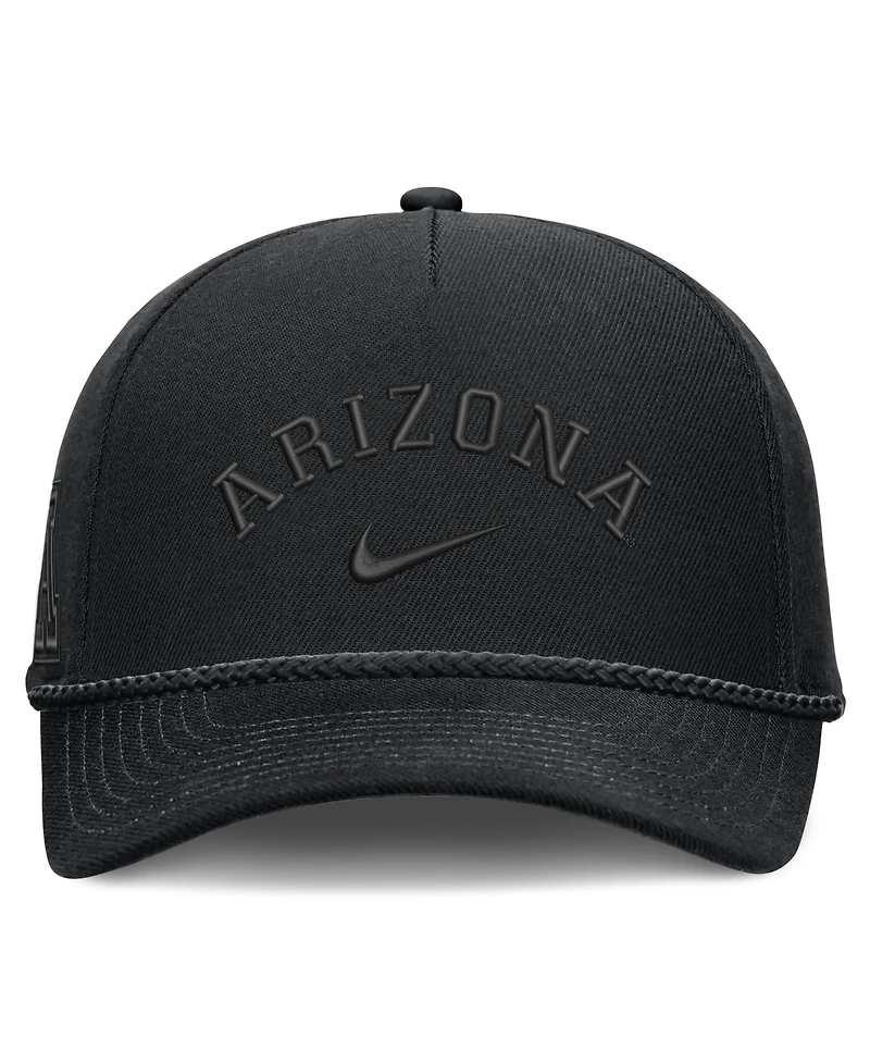 Nike Men's and Women's Black Arizona Wildcats Campus Prep Tonal Rope Rise 5-Panel Adjustable Hat