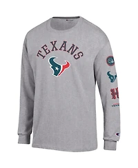 Men's Champion Heather Gray Houston Texans Seal Long Sleeve T-Shirt